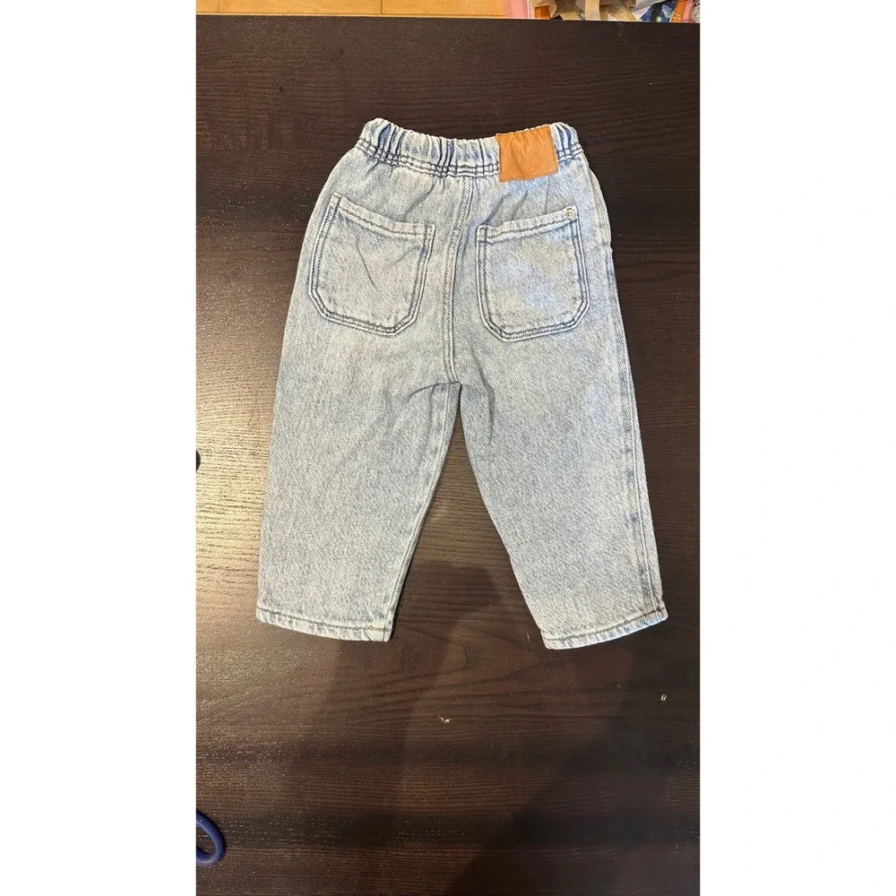 Zara Baby Boy Light Wash Acid Wash Denim Jeans Elastic Waist 12-18 Months